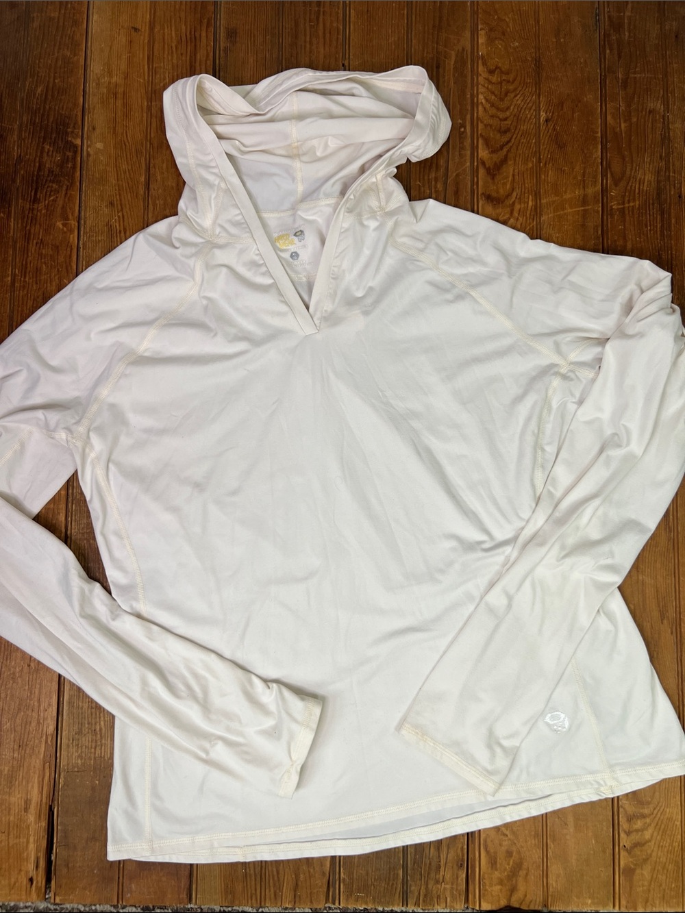 Women’s Mountain Hardwear top Lightweight off White Hooded Long-Sleeve size Xl